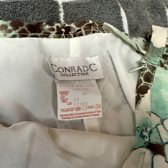 Vintage ConradC Teal Brown Tropical Floral Animal Print Maxi Skirt Size 14 - Picture 3 of 3